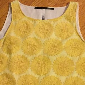 Kenzie yellow floral stripe sleeveless top cotton